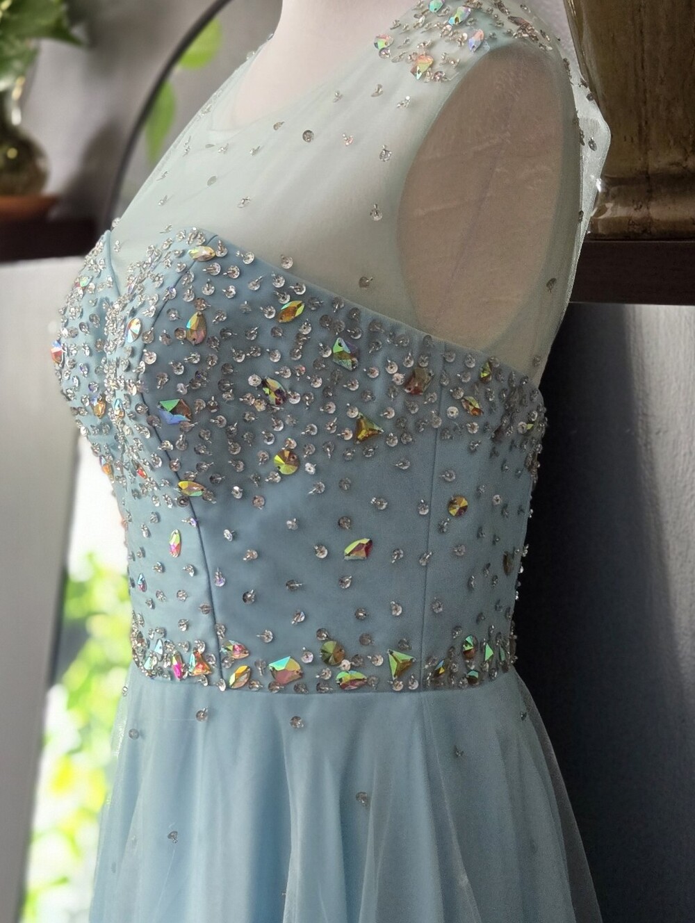Light Blue Beaded Tulle Homecoming/Prom Dress - Picture 5 of 7
